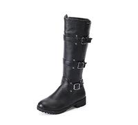 LANTUI Bottes d'automne et d'hiver 2021, Bottes pour Femmes de Noël d'halloween, Bottes de Chevalier Montantes, Chaussures pour Femmes,Black-34