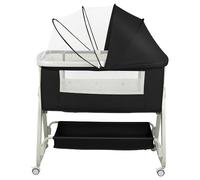 LANTUS 3 en 1 Berceau Cododo pour Bébé,Inclinaison&Hauteur Réglable Lit Co-Dodo Sécurisé jusqu'à 25 kg, pour 1 à 36 Mois,Réglable & Confortable pour Nouveau-né,50 * 91 * 68-81 cm (Six Niveaux) Noir