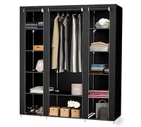 LANTUS Armoire de Rangement,Penderies repliables,transportable,Garde-Robe, Penderie en Tissu intissé,Armoire Toile,Vêtements Rangement Organisateur,172 * 134 * 43cm- Noir