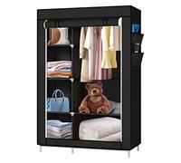 LANTUS Armoire de Rangement Pliable en Noir Corbeau - Penderie Dressing Textile en Tissu Intissé avec Fermeture à Glissière - Garde-Robe Placard Camping(105 * 45 * 170cm-noir Pur)