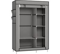 LANTUS Armoire de Rangement Pliable- Penderie Dressing Textile en Tissu Intissé avec Fermeture à Glissière - Garde-Robe Placard Camping(105 * 45 * 170cm-gris foncé)