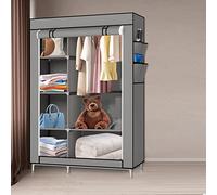 LANTUS Armoire Penderie Pliante - Cabine Tissu avec Porte Refermable, Fermeture éclair Zip et Porte-Manteau - Chambre à Coucher Housse de Camping