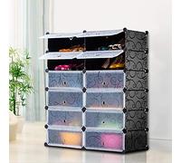LANTUS Armoire,Penderie Vetement,Dressing,Étagères de Rangement,Armoire Modulable pour Chambre,en Plastique,Grande capacité,6 étages et 12 Portes