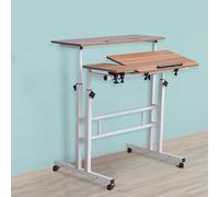 LANTUS Bureau Assis Debout, pour Etudier Travailler Chambre, 67-96cm, pour Travail à Domicile et Ordinateur, Petit Bureau Pliant, Table Pliable Gaming,80 x 60 x 67-115 cm (Grand) Chêne Ancien