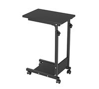 LANTUS Bureau Ordinateur Portable Hauteur Réglable Roulettes Support Pliable H x l x P: 60 * 34.5 * 58-90cm, Table Ordinateur Table Hauteur Bois, Bureau (56.5 * 37*/95cm-Noir)