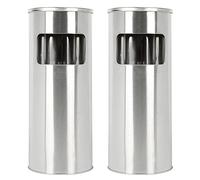LANTUS Cendrier amovible sur pied en acier inoxydable, Poubelle en acier inoxydablePour usage commercial, extérieur, intérieur et extérieur25*25 * 60 cm-argent (2 PC)