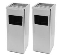 LANTUS Cendrier amovible sur pied en acier inoxydable, Poubelle en acier inoxydablePour usage commercial, extérieur, intérieur et extérieur24*24 * 60 cm 35L-argent (2 PC)