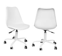 LANTUS Chaise Coiffeuse Chambre, Chaise Pivotante à Roulette pour Fille, Siege de Bureau Confortable, Montage Facile, capacité de 150 kg,Blanc (A) (2 pièces)