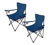 LANTUS Chaise de Camping - Chaise de Camping Pliante Convenant aux Festivals, à la Plage, au Camping, à la pêche, etc. Porte-gobelet dans l'accoudoir - Bleu marine-2PC
