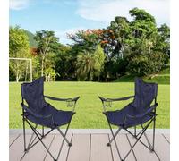 LANTUS Chaise de Camping Pliante en Plein Air - Siège Portable Léger avec Porte-gobelet pour Pêche et Pique-nique, Marine-2PC