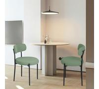 LANTUS Chaises Rembourrées Rondes pour la Salle à Manger, Chaise de Cuisine en Velours,Design Coquille en Chenille Doux, Pieds Métal, Charge Max 150 kg,50 x 50 x 75 cm (Vert - 2 pièces)