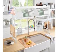 LANTUS Dish Drainer avec Porte Couverts et Porte Tasse，Egoutoire Vaisselle Cuisine, Égouttoir Vaisselle INOX, Rangement et Organisation de Cuisine，75 x 30 x 78 cm (Noir)