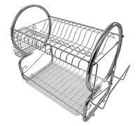 LANTUS Égouttoir à Vaisselle Amovible Blanc à 2 Niveaux en Acier Inoxydable Support dégouttement à Assiettes avec égouttoir à Couverts Porte-Baguettes 40 * 24 * 38 cm (Support de Planche à découper)