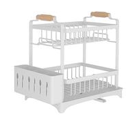 LANTUS Égouttoir à Vaisselle de Cuisine avec Plateau d'égouttement et Support à ustensiles élégant et Bien conçu pour comptoir (36 * 26 * 37.5cm-Blanc)