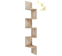 LANTUS Étagère d'angle, Étagère Murale, Étagère en Forme Zigzag, Bibliothèque,Bibliothèque étagère Suspendue, Étagères de Rangement, pour Livres, CD DVD (20 * 20 * 120cm (Couleur chêne))