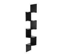 LANTUS Étagère d'angle, Étagère Murale, Étagère en Forme Zigzag, Bibliothèque,Bibliothèque étagère Suspendue, Étagères de Rangement, pour Livres, CD DVD (20 * 20 * 120cm (Noir))
