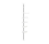 LANTUS étagère de Douche d'angle réglable, 4 Niveaux douches,Serviteur de Douche Telescopique, Crochet télescopique Triangle Organisateur de Salle de Bain, Etagère sans perçage,réglable 254-360cm