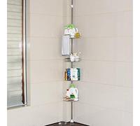 LANTUS étagère de douche télescopique en métal,serviteur de douche à fixation facile,étagère d'angle extensible pour shampoing, après-shampoing,4 paniers,Taille réglable de 110-280cm (4étage)