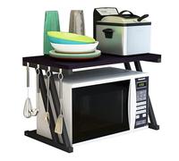 LANTUS Étagère Extensible pour Four à Micro Ondes avec Crochets de Suspension Support à Micro-Ondes Organisateur de Rangement de Cuisine-57 * 38 * 38cm Z-Black