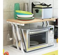 LANTUS Étagère Stable en Bois pour Four à Micro-Ondes avec Crochets, Support de Four, Grille à rôtir, étagère de Plan de Travail pour Micro-Ondes, étagère de Rangement de comptoir de Cuisine