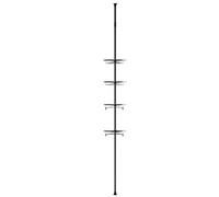 LANTUS Etagères De Douche Télescopique sans Perçage - 4 Paniers - Taille Réglable De 110 À 280 Cm - Embouts Caoutchoutés - Acier Poudré avec Aspect Chromé + 2 Crochets Auto-Adhésifs