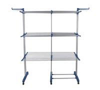 LANTUS Étendoir à Linge Pliable,Séchoir à Linge, Tour de Séchage, Étendoir Vertical 3/4 Niveaux, Sèche-Linge Gain de Place pour Balcon,49 x (75-132) x 170 cm (Bleu + Tuyau Gris)