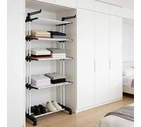 LANTUS Étendoir à Linge Pliable,Séchoir à Linge, Tour de Séchage, Étendoir Vertical 3/4 Niveaux, Sèche-Linge Gain de Place pour Balcon,75 x 64 x 170 cm (Noir + Tige Blanche)