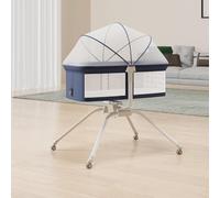 LANTUS lit bébé 3 en 1 avec Fonction de Berceau,Pliable, lit Parapluie bébé avec Matelas, de 0 à 35kg,moustiquaire, réglage de l'inclinaison, lit bébé Pliant, 94 * 70 * 80cm (Bleu Marine)