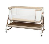 LANTUS Lit Cododo Bébé 3 en 1, Berceau Cododo avec Matelas et Moustiquaire, Berceau Bébé, Capacité de Charge 50KG, Compact en 3 Secondes, Facile à Transporter, 90 x 60 x 90-115 cm - Blanc cassé + Or