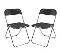 LANTUS Lot de 2 Pliable et matelassée Chaises fauteuils de Bureau pliants en ABS Assortis,Chaises Pliantes rembourrées - pour Le Bureau 46 * 46 * 75cm (Noir Pur)-2PC