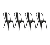LANTUS Lot de Chaises de Salle à Manger Empilables en Métal Style Industriel Vintage, Convient pour Une Utilisation Intérieure et Extérieure, Chaise de Jardin,85 * 45 * 45cm (noir-4PC)