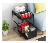 LANTUS Panier de Rangement Coulissant à 2 Niveaux,tiroir Organisateur, Porte-épices, Panier Coulissant sous évier, étagère de Rangement pour comptoir de Cuisine, Garde-Manger (Noir(1PC))