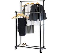 LANTUS Portant à vêtements,Portant à Roulettes avec porte-chaussures, Rotatif à 360°,penderie Simple sur roulettes vestiaire Mobile avec 1 Barre Extensible (2 coups)