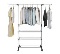 LANTUS Portants, Portant a Vetements, Porte-Manteau, Hauteur Réglable, Penderie à Vêtement Télescopique, avec Roulettes,75 * 43 * 158cm (acier inoxydable)