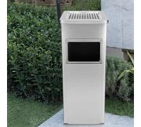 LANTUS Poubelle en acier inoxydable, Cendrier sur Pied Extérieur avec Poubelle Seau Intérieur Disponible pour Hôtel Jardin, 24 * 24 * 60 cm 35L-argent (1 PC)