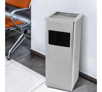 LANTUS Poubelle en acier inoxydable, Cendrier sur Pied Extérieur avec Poubelle Seau Intérieur Disponible pour Hôtel Jardin, 24 * 24 * 60 cm 35L-argent (2 PC)