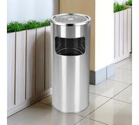 LANTUS Poubelle en acier inoxydable, Cendrier sur Pied Extérieur avec Poubelle Seau Intérieur Disponible pour Hôtel Jardin, 25 * 25 * 60 cm-argent (1PC)
