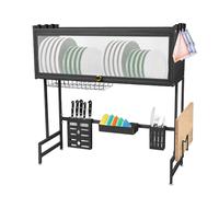 LANTUS Rangement Evier Cuisine,Séchoir/Egoutoire à Vaisselle,Cuisine Antirouille avec Porte,Égouttoir à Vaisselle au,Grande étagère de Rangement，75 * 30 * 78 cm-Noir
