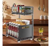LANTUS Rangements sous Evier, Coulissant Tiroir Étagères pour Placard Meuble Cuisine Salle BainPanier Coulissan pour Cuisine, Garde-Manger, 26,5 x 38 x 48,5 cm (Noir)