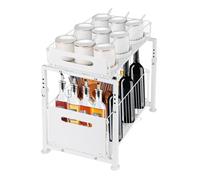 LANTUS Rangements sous Evier, Coulissant Tiroir Étagères pour Placard Meuble Cuisine Salle BainPanier Coulissan pour Cuisine, Garde-Manger, 29 x 38 x 49 cm (blanc)