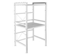 LANTUS Support Extensible en Métal Four à Micro-Étagère pour Micro-Ondes à 2 Couches - Extensible - pour épices, conserves, Bouteilles, jusqu'à 25 kg (40/64 * 36.5 * 78cm (Blanc))