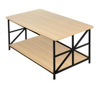 LANTUS Table Basse Bois,Table de Salon,Table à Manger, Moderne de Salon,avec 2 Niveaux Rangement,X-Frame Métallique Pieds et Tray Design,100 * 52 * 47,5cm (B)