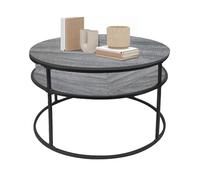 LANTUS Table Basse Relevable,Table d'Appoint Ronde à 2 NiveauxBout de Canapé Ronde Guéridon, Style Moderne, Petite Multifonction pour Canapé, lit,60 x 60 x 47 cm (Gris foncé et Noir)