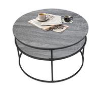 LANTUS Table Basse Relevable,Table d'Appoint Ronde à 2 NiveauxBout de Canapé Ronde Guéridon, Style Moderne, Petite Multifonction pour Canapé, lit,80 x 80 x 47 cm (Gris foncé et Noir)