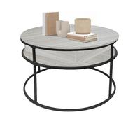 LANTUS Table Basse Relevable,Table d'Appoint Ronde à 2 NiveauxBout de Canapé Ronde Guéridon, Style Moderne, Petite Multifonction pour Canapé, lit,60 x 60 x 47 cm (Bois Clair et Noir)