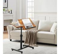 LANTUS Table de Lit Roulette,Portable Hauteur réglable Bois Support avec 4 roulettes tablettes Jaune,Support Pliable,60 * 34,5 * 58/90cm (Cerisier)