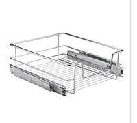 LANTUS Tiroir Téléscopique de Cuisine,Rangement de Cuisine Coulissant, aménagement intérieur Placard,Métallique Argenté Panier de Rangement,Armoire de Cuisine pour 56 cm