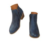 Lanunlly Bottines antidérapantes originales pour femme Chaussures courtes rétro Boots vintage Chelsea confortables et élégantes pour automne hiver printemps, bleu, 41 EU