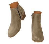 Lanunlly Bottines antidérapantes originales pour femme Chaussures courtes rétro Boots vintage Chelsea confortables et élégantes pour automne hiver printemps, Kaki, 39 EU