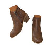 Lanunlly Bottines antidérapantes originales pour femme Chaussures courtes rétro Boots vintage Chelsea confortables et élégantes pour automne hiver printemps, marron, 41 EU